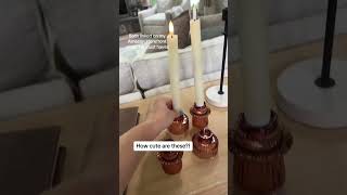 Cutest Amber Glass Candlestick Holders