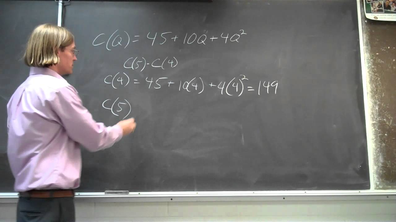 Quadratic Cost Function - Solving for Marginal Cost 
