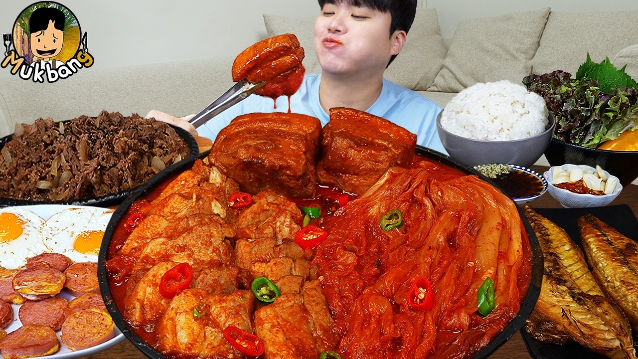 ASMR MUKBANG 집밥 직접 만든 김치찌개 계란후라이 생선구이 먹방! Kimchi-jjigae Korean Home Meal EATING REAL SOUND!