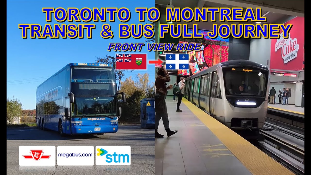 Toronto to Montreal Transit & Coach Bus Full Journey | Front View Ride