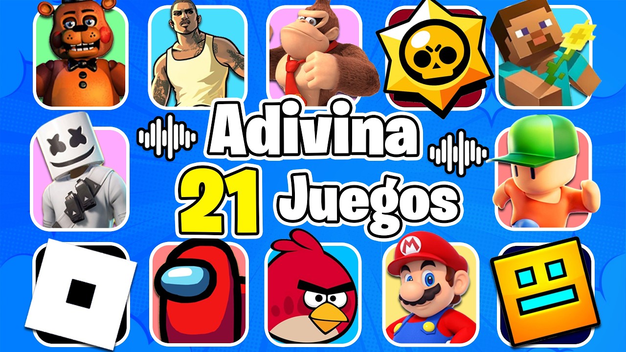 Adivina 21 JUEGOS Por La CANCIÓN😱🎶20 MINUTOS De Juegos😎Temple Run🏃Roblox🤖Angry Birds🔴