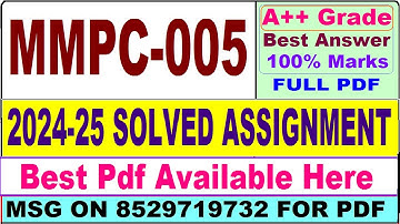 MMPC 005 solved assignment 2024-25 || mmpc 005 solved assignment 2025 || ignou MBA mmpc5 2025