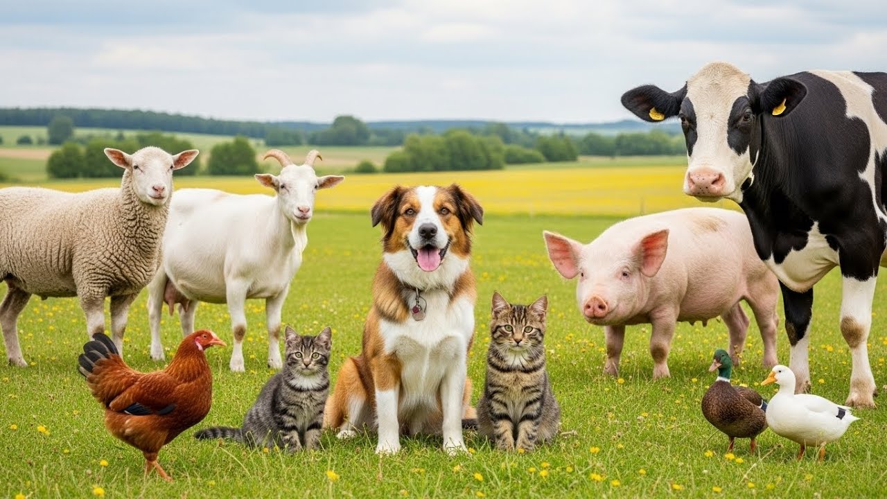 Funny & Cute Animal Sounds Cow, Monkey, Goat, Elephant, Rabbit, Duck, Kitten  Animal Video