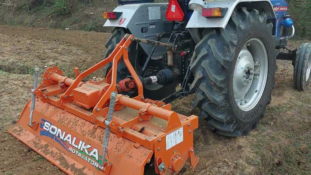 Escorts Powertrac 439 POWER-HOUSE  With Sonalika 66 blade Rotavator #escorttactors