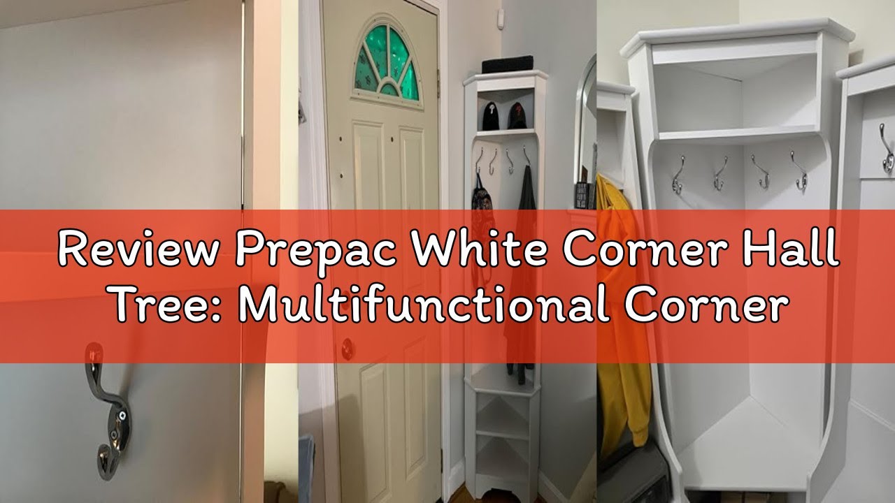 Review Prepac White Corner Hall Tree: Multifunctional Corner Clothes Rack with Corner Shoe Shelf - E