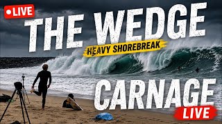 🔴 THE WEDGE LIVE | Heavy Shorebreak & Crazy Wipeouts