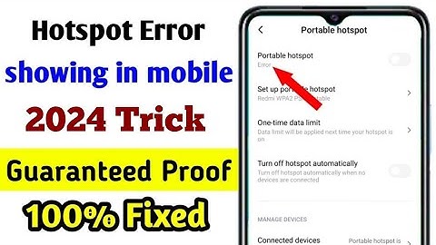 Hotspot Not Working Error |Hotspot Showing Error | 100% Problem Solved |Hotspot No Open|Tech Tanveer