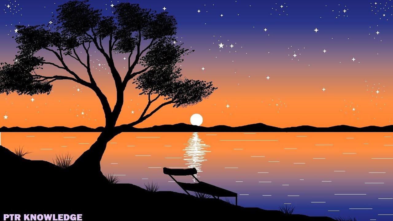 Beautiful Scenery Drawing in MS Paint Step by Step | MS Paint Easy ...