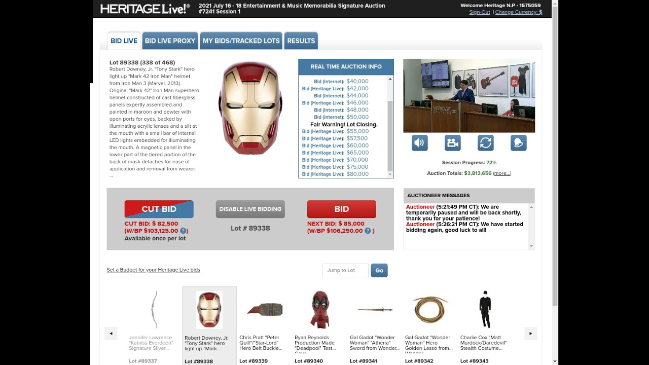 heritage auctions iron man helmet Robert Downey, Jr. 
