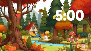 FALL THEME 5 MINUTE TIMER with RELAXING MUSIC & ALARM