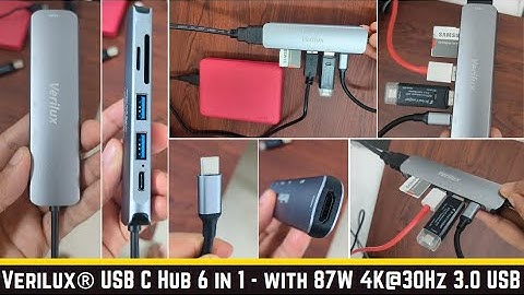 Verilux USB C Hub 6 in 1- 87W Power Delivery & USB C Data Transfer, USB 3.0, SD Card, C Port, HDMI.