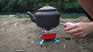 GIRL CAMPING ALONE NEXT TO A SMALL WATER STREAM, RELAXING IN A TENT WITH NATURAL SOUNDS / ASRM