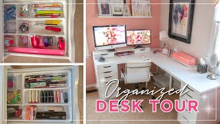 Organized Desk Tour | Home Office Desk Setup | Ikea Alex Desk Organization | Craft Room Desk Ideas