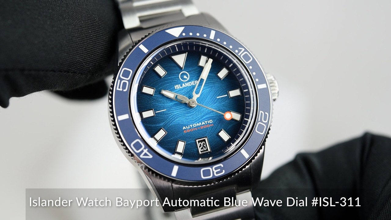 Islander Watch Bayport Automatic Blue Wave Dial #ISL-311 - YouTube