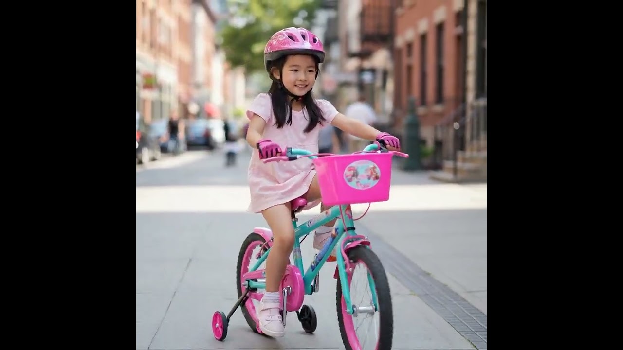 Bicicleta Wendy Aro 16 Feminina com Cesta Verde Aniz com Rosa