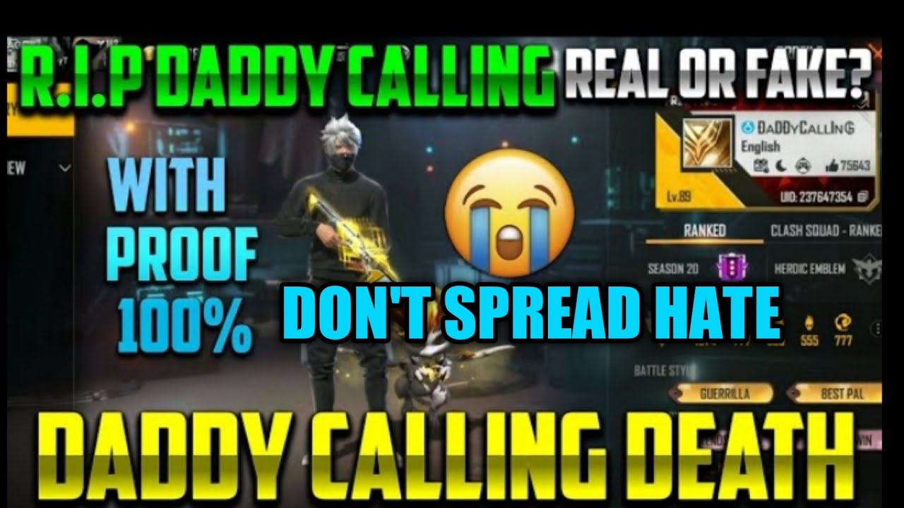 Daddy Calling Death | Indias Highest Level Player Death |Rip Daddy Calling|Real? Or Fake? |