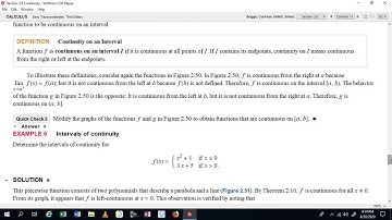 Math 2413 Sec 2.6 (part 5) Continuity on an Interval