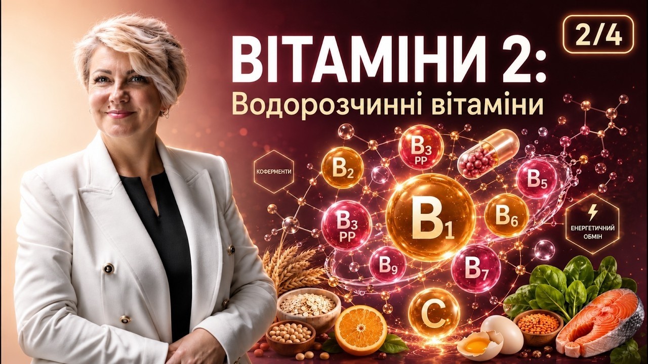 Водорозчинні вітаміни: B₁, B₂, B₃, B₅, B₆, Н | Вітаміни 2 — Transcript