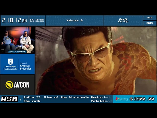 ASM2018: Yakuza 0 - Any% Co-op by psxfreak101 & rocketpineapple class=