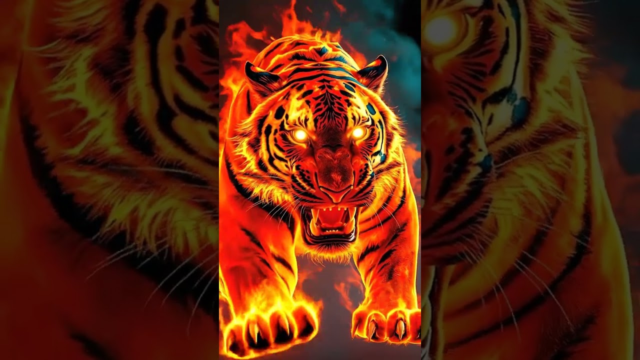 🔥 RAGING FIRE TIGER Animation 4K | Epic Motion Art Loop | Digital Beast 