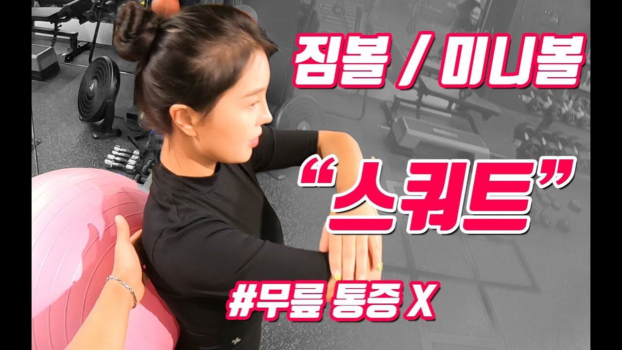 짐볼/요가볼(미니볼) 무릎통증없이 하체운동 스쿼트하기