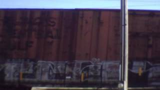 UP 7933 East meets UP 6756 at J street with ex SP