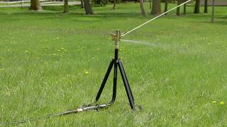 Strongway Tripod Sprinkler with Round Base - 3/4in. Brass Head with 2 Nozzles, 100ft. Dia. Coverage
