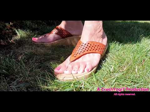 ASMR Garden Foot Fetish Walkover Crush Casual Weeding Brown Sandals 4 #asmr #crush #crushing #uk