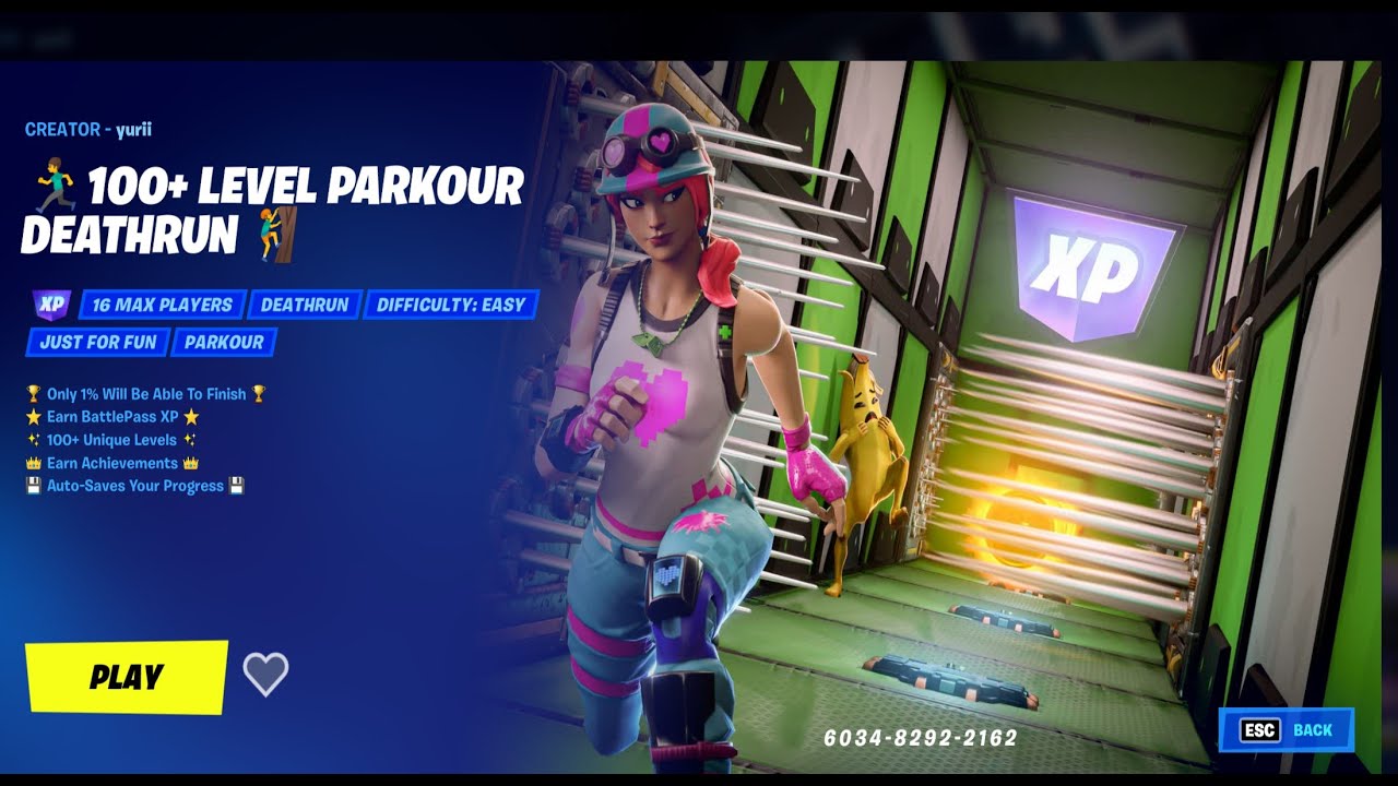 Fortnite - 100+ Level Parkour Deathrun - Yurii