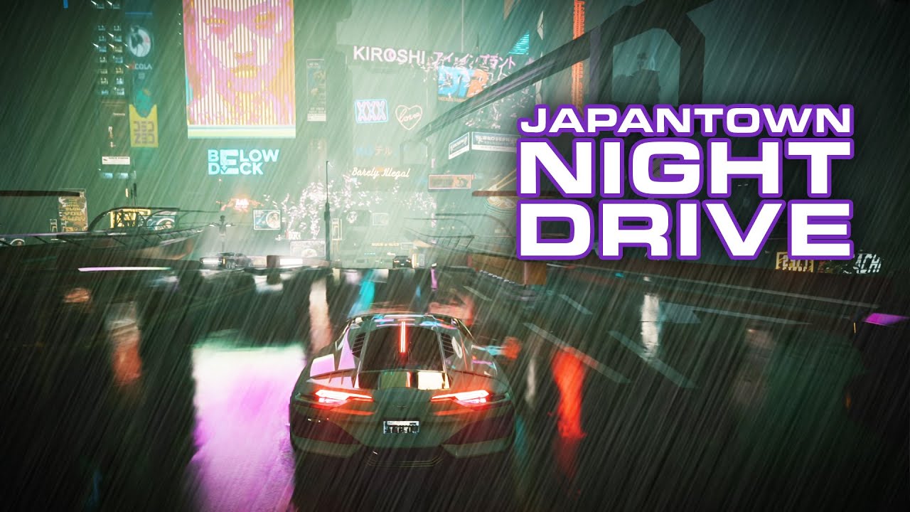 Night Drive Through Rainy Japantown: Relaxing Chillwave & Ambience | Cyberpunk 2077