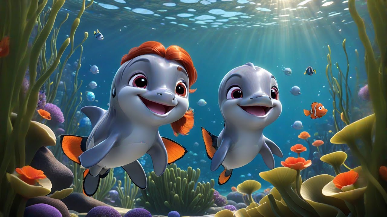 Four Baby Dolphins Flip and Float | Joyful Ocean Nursery Rhyme | Educational Songs for Toddlers