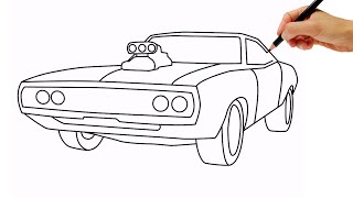 How to draw a car Dodge Charger 1970 step by step - YouTube