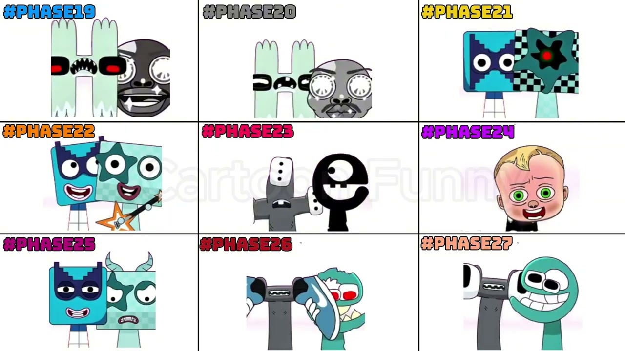 NEW Sprunki: Phase 1-27  Sixteen, Elly, Nineteen, Fred Pulpo, Twenty Six, Mr. Snake, Number 3