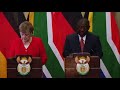 President Cyril Ramaphosa and German Chancellor Angela Merkel brief media at the Union Buildings