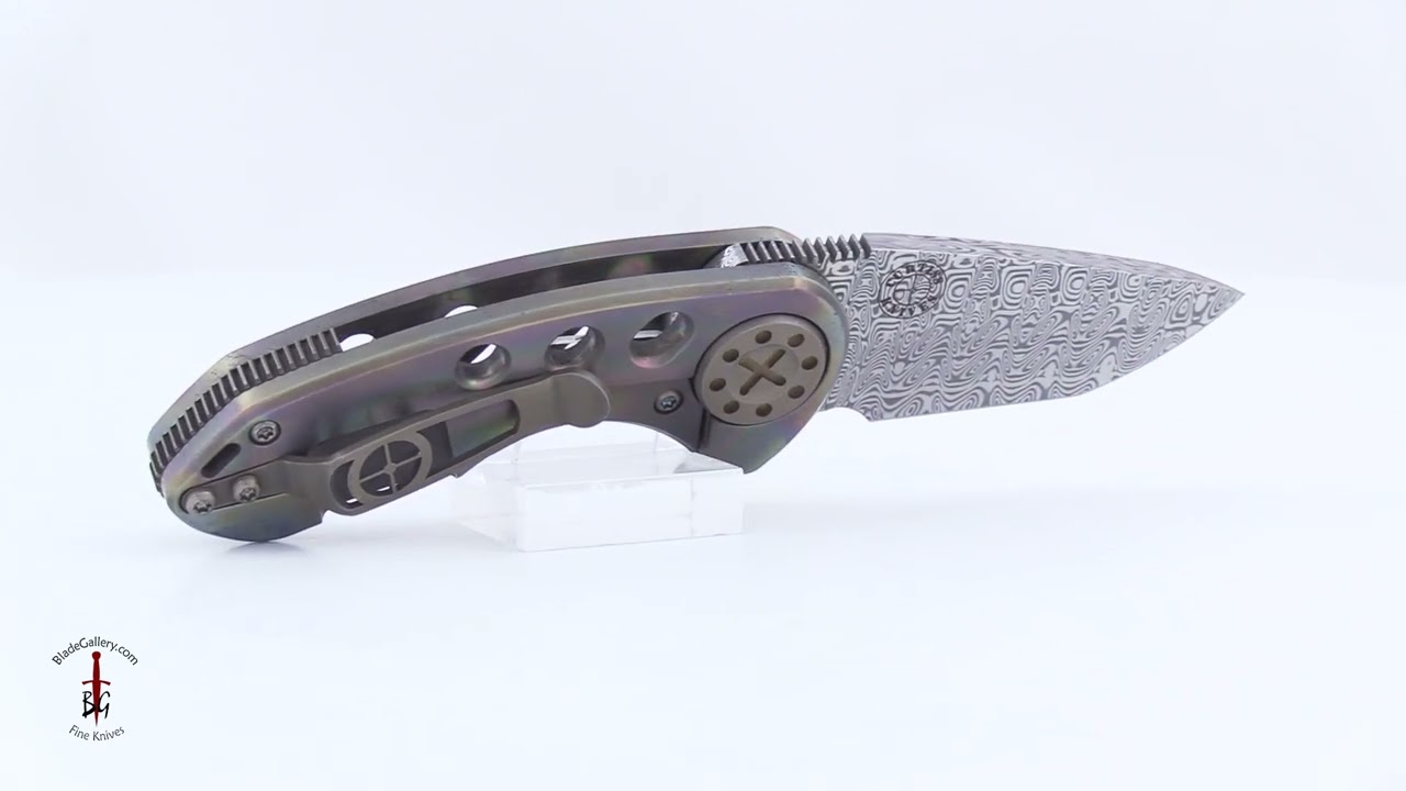 F3 Compact Flipper with Damasteel and Flame Anodized Titanium by Curtiss Knives