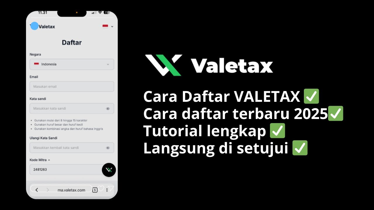 Cara daftar valetax | Langsung disetujui 