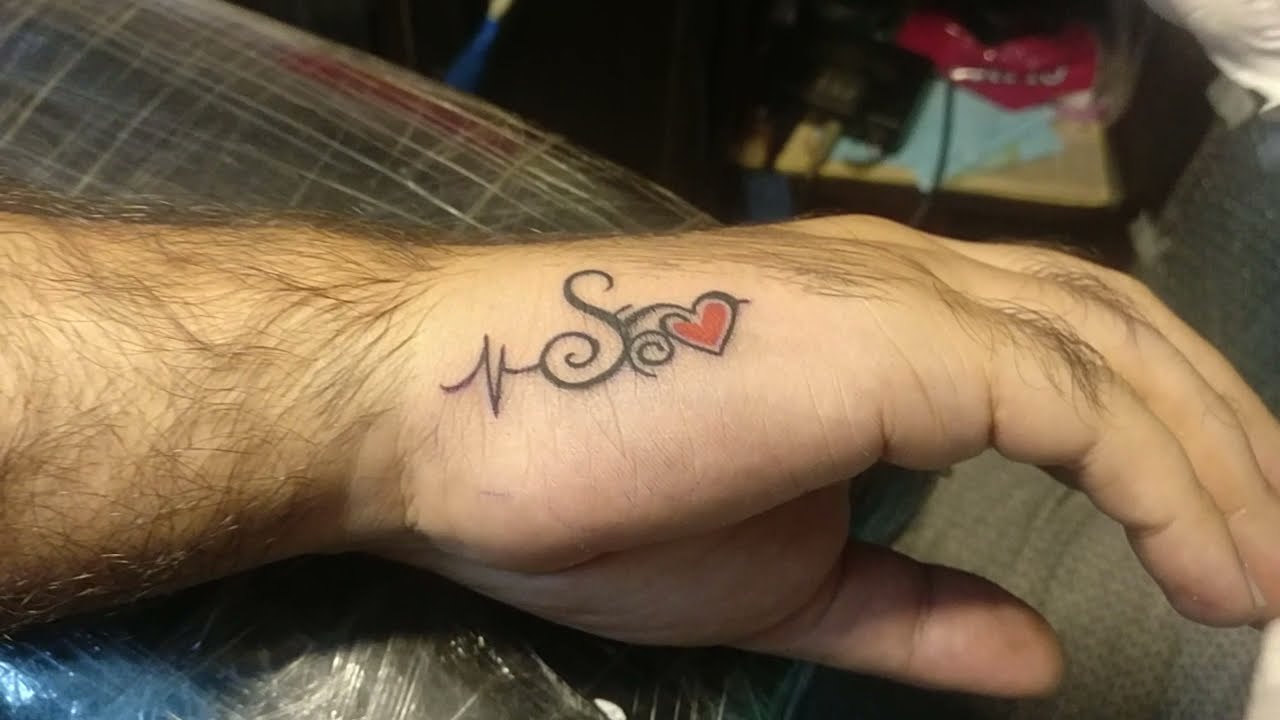 S Letter with heart beat tattoo design by gaurav - YouTube