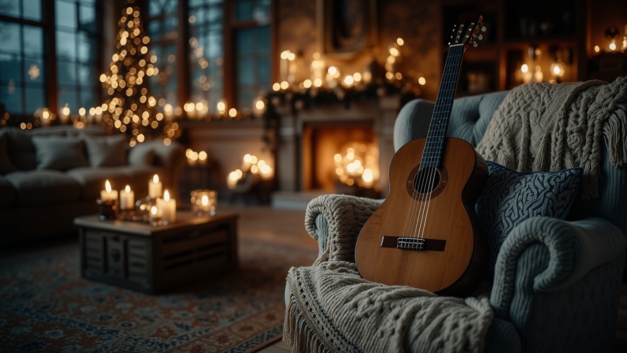 Теплая акустическая гитара - зимний фолк для чтения, учебы и концентрации