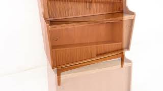 Povl Dinesen Mid Century Teak Tambour Door Secretary Bookcase Cabinet
