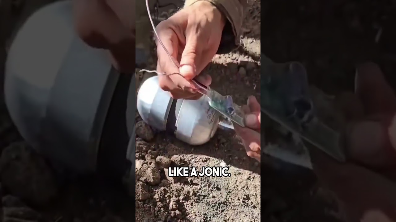 Российский солдат осматривает украинскую самодельную мину, сброшенную беспилотником || 2026