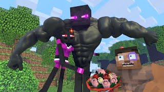 The minecraft life of Alex and Steve : Big Enderman  - Minecraft animation