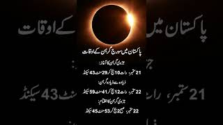 🌑 سورج گرہن 2025 | Suraj Grahan 2025 | Solar Eclipse Time in Pakistan | 21-22 September