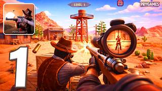 Wild West Sniper: Cowboy War - Gameplay Walkthrough Part 1 - Sniper West Shooter (Android, iOS) screenshot 1