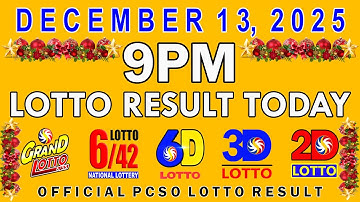 9pm Lotto Result Today PCSO December 13 2025