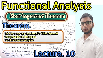 Functional analysis Lec10 |S be a non empty subset of a Hilbert Space H then prove S orthogonal is