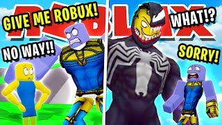 NOOB DISGUISE TROLLING! THANOS VS VENOM! PRETENDING TO BE NOOB THEN REVEAL TRUE SIZE IN LIFTING SIM!