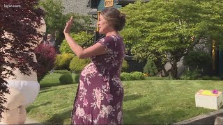 A surprise socially distant baby shower for Portland mom