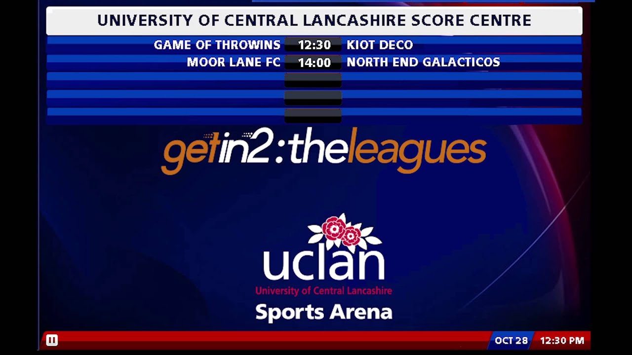 UCLan Score Centre: RESULTS 21 OCT 2015 & FIXTURES: Week Beginning 26th OCT 2015