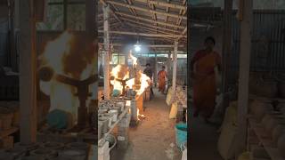 🔥 Terrifying Fire Breaks Out Inside a Pottery Workshop! 😱#Shorts #Fire #FireAccident