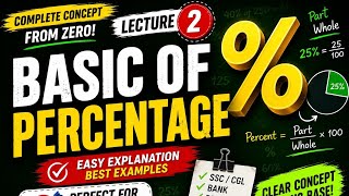 Percentage Basic to Advance | Lecture-02 | % Complete Concept + Trick | SSC, Bank, GD #ssc#cgl#maths